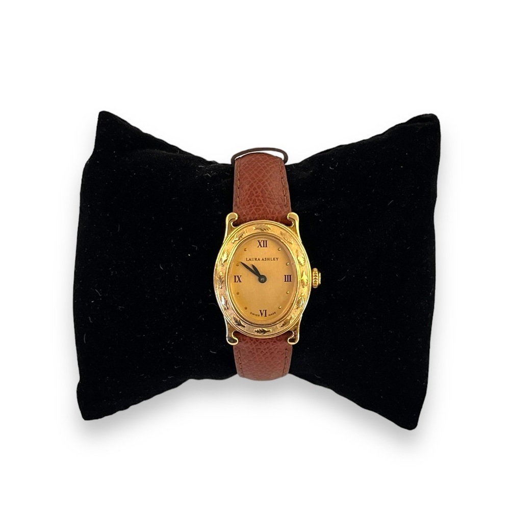 Vintage Laura Ashley Gold and Leather Ladies Watch